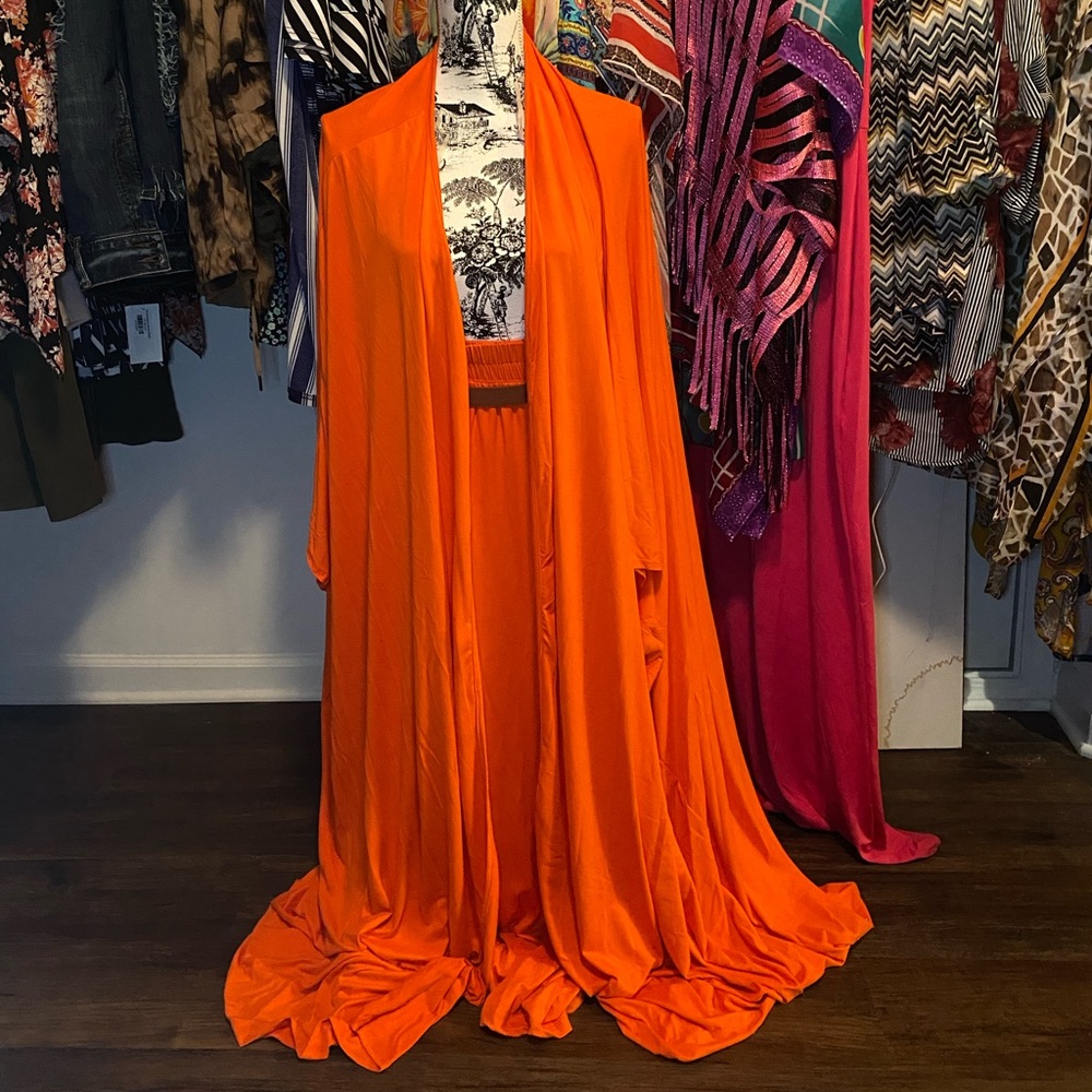 Orange Wide Leg Pants Suit. Can be worn in every season.